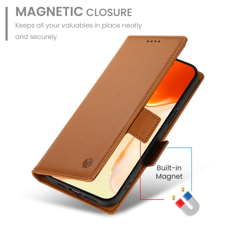 For iPhone 16 Plus Side Buckle Magnetic Frosted Leather Phone Case(Brown) - iPhone 16 Plus Cases by PMC TechLife | Online Shopping South Africa | PMC TechLife | Buy Now Pay Later Mobicred