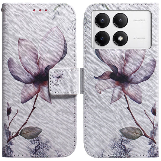 For Xiaomi Redmi K70 Pro / K70 Coloured Drawing Flip Leather Phone Case(Magnolia) - K70 Cases by PMC Jewellery | Online Shopping South Africa | PMC Jewellery | Buy Now Pay Later Mobicred