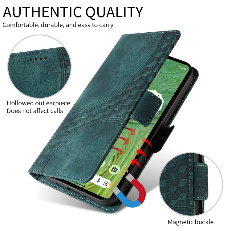 For Google Pixel 9 / 9 Pro Embossed Rhombus Starry Leather Phone Case(Green) - Google Cases by PMC TechLife | Online Shopping South Africa | PMC TechLife | Buy Now Pay Later Mobicred