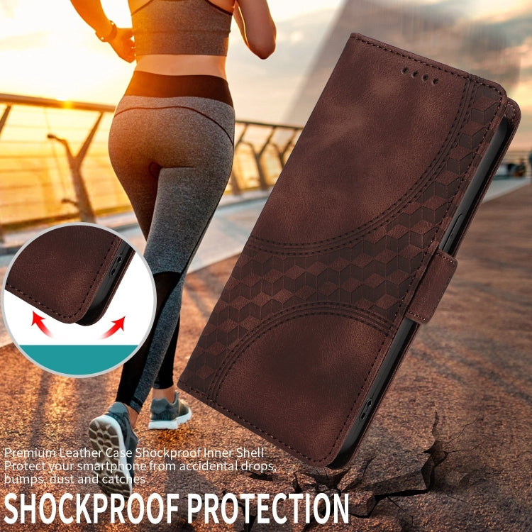 For Google Pixel 9 / 9 Pro Embossed Rhombus Starry Leather Phone Case(Brown) - Google Cases by PMC TechLife | Online Shopping South Africa | PMC TechLife | Buy Now Pay Later Mobicred