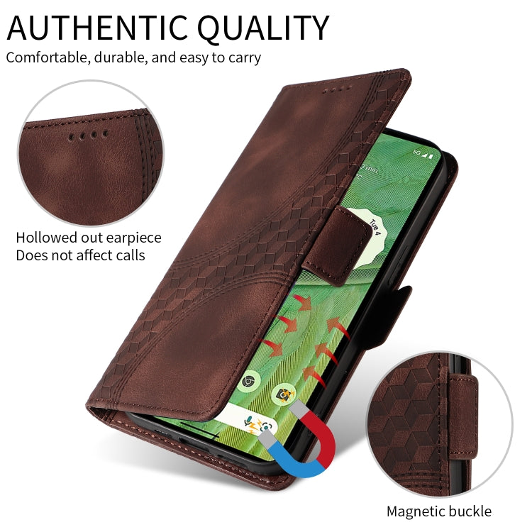 For Google Pixel 9 Pro XL Embossed Rhombus Starry Leather Phone Case(Brown) - Google Cases by PMC TechLife | Online Shopping South Africa | PMC TechLife | Buy Now Pay Later Mobicred
