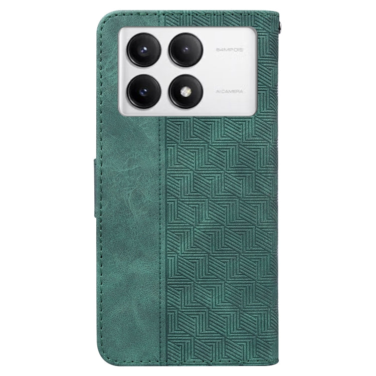 For Xiaomi Redmi K70 Pro / K70 Geometric Embossed Leather Phone Case(Green) - K70 Cases by PMC Jewellery | Online Shopping South Africa | PMC Jewellery | Buy Now Pay Later Mobicred