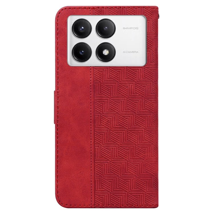 For Xiaomi Redmi K70 Pro / K70 Geometric Embossed Leather Phone Case(Red) - K70 Cases by PMC Jewellery | Online Shopping South Africa | PMC Jewellery | Buy Now Pay Later Mobicred