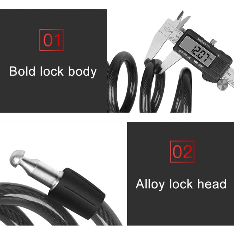 Bicycle Portable Anti-theft Lock Steel Cable Lock with Lock Frame, Style:B Style 120cm Black - Bicycle Locks & Bicycle Pumps by PMC Jewellery | Online Shopping South Africa | PMC Jewellery