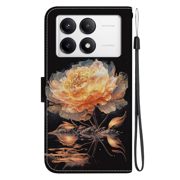 For Xiaomi Redmi K70 Pro / K70 Crystal Texture Colored Drawing Leather Phone Case(Gold Peony) - K70 Cases by PMC Jewellery | Online Shopping South Africa | PMC Jewellery | Buy Now Pay Later Mobicred