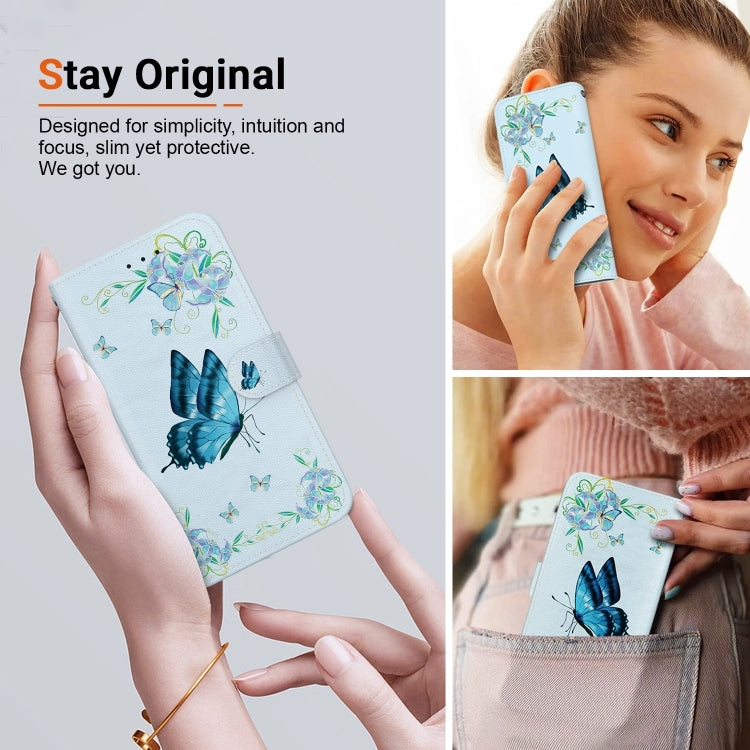 For Xiaomi Redmi K70 Pro / K70 Crystal Texture Colored Drawing Leather Phone Case(Blue Pansies) - K70 Cases by PMC Jewellery | Online Shopping South Africa | PMC Jewellery | Buy Now Pay Later Mobicred