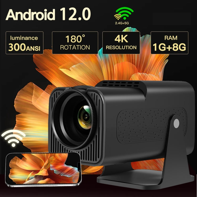 Y6S 4K Android 12.0 Portable Home HD Mini WiFi Projector(AU Plug) - Mini Projector by PMC TechLife | Online Shopping South Africa | PMC TechLife | Buy Now Pay Later Mobicred