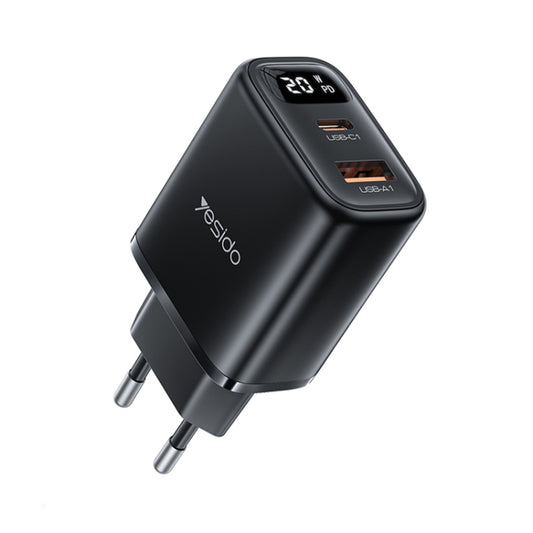 Yesido YC68 20W USB-C / Type-C + USB Digital Display Charger, Specification:EU Plug(Black) - USB Charger by Yesido | Online Shopping South Africa | PMC Jewellery | Buy Now Pay Later Mobicred