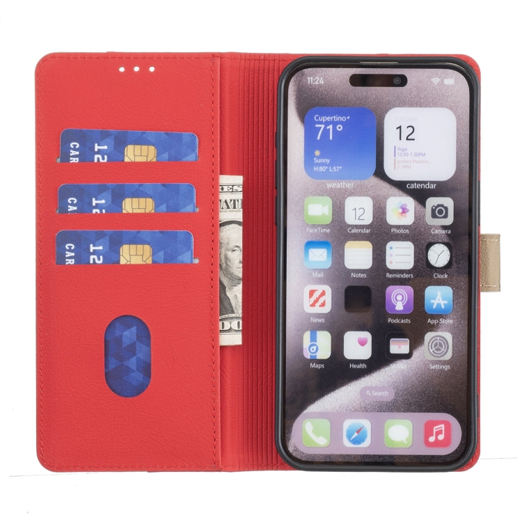 For iPhone 16 Plus Color Matching RFID Anti-theft Leather Phone Case(Red) - iPhone 16 Plus Cases by PMC Jewellery | Online Shopping South Africa | PMC Jewellery | Buy Now Pay Later Mobicred