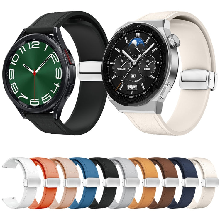 20mm Magnetic Silver Buckle Silicone Leather Watch Band(Orange) - free shipping - PMC TechLife - Order now!