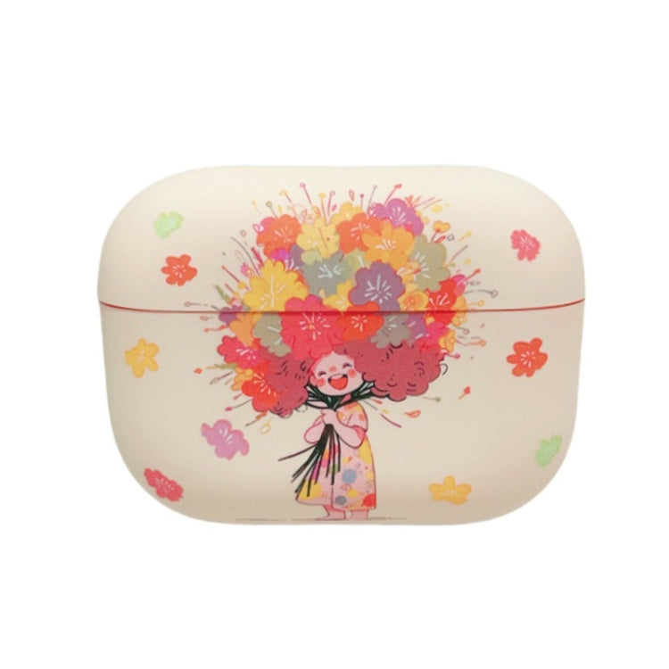 For AirPods Pro 2 Girl Pattern Earbuds Box Frosted TPU Case(Flower) - For AirPods Pro 2 by PMC Jewellery | Online Shopping South Africa | PMC Jewellery | Buy Now Pay Later Mobicred