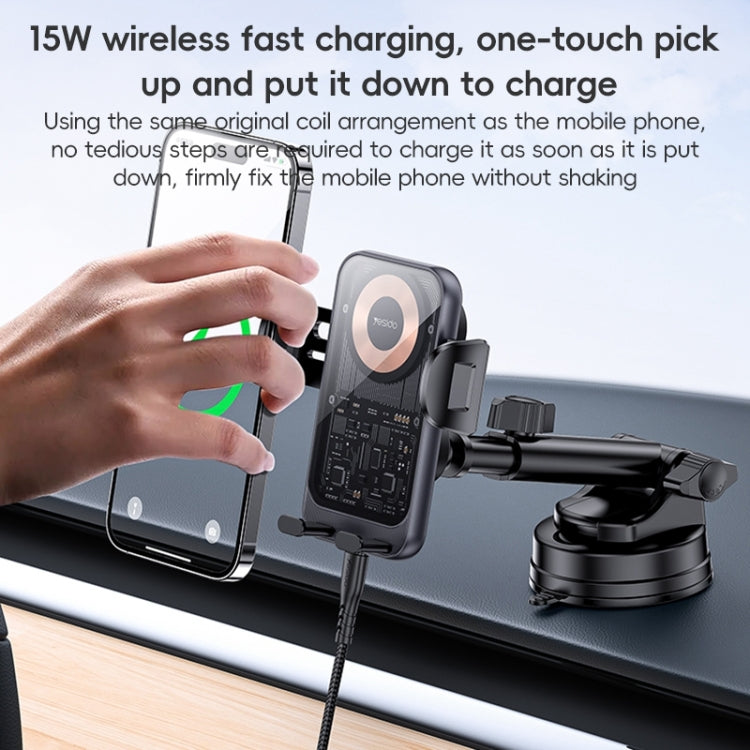 Yesido C307 15W Suction Cup Car Wireless Charging Holder(Black) - free shipping - PMC TechLife - Order now!