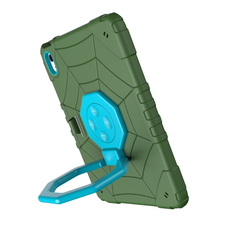 For iPad Air 11 2024 Spider Turntable Handle Stress Relief Tablet Case(Army Green Blue) - iPad Air 11 2024 Cases by PMC Jewellery | Online Shopping South Africa | PMC Jewellery | Buy Now Pay Later Mobicred