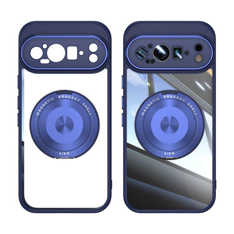 For Google Pixel 9 Pro 360 Holder Magsafe Acrylic Hybrid TPU Phone Case(Blue) - Google Cases by PMC TechLife | Online Shopping South Africa | PMC TechLife | Buy Now Pay Later Mobicred
