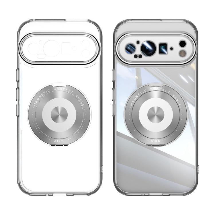 For Google Pixel 9 Pro 360 Holder Magsafe Acrylic Hybrid TPU Phone Case(Frosted White) - free shipping - PMC TechLife - Order now!