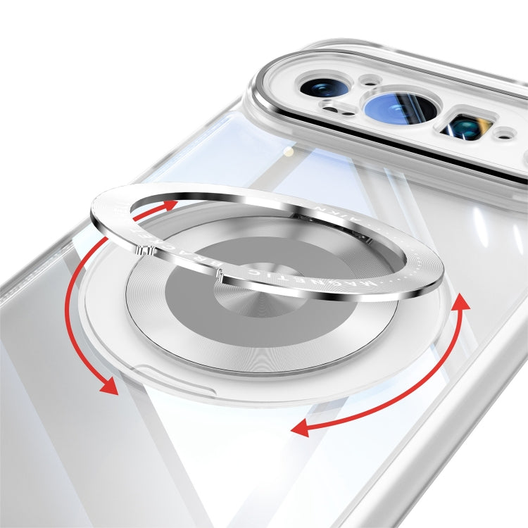 For Google Pixel 9 Pro 360 Holder Magsafe Acrylic Hybrid TPU Phone Case(Frosted White) - free shipping - PMC TechLife - Order now!