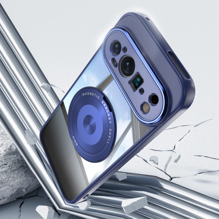 For Google Pixel 9 Pro XL 360 Holder Magsafe Acrylic Hybrid TPU Phone Case(Blue) - Google Cases by PMC TechLife | Online Shopping South Africa | PMC TechLife | Buy Now Pay Later Mobicred