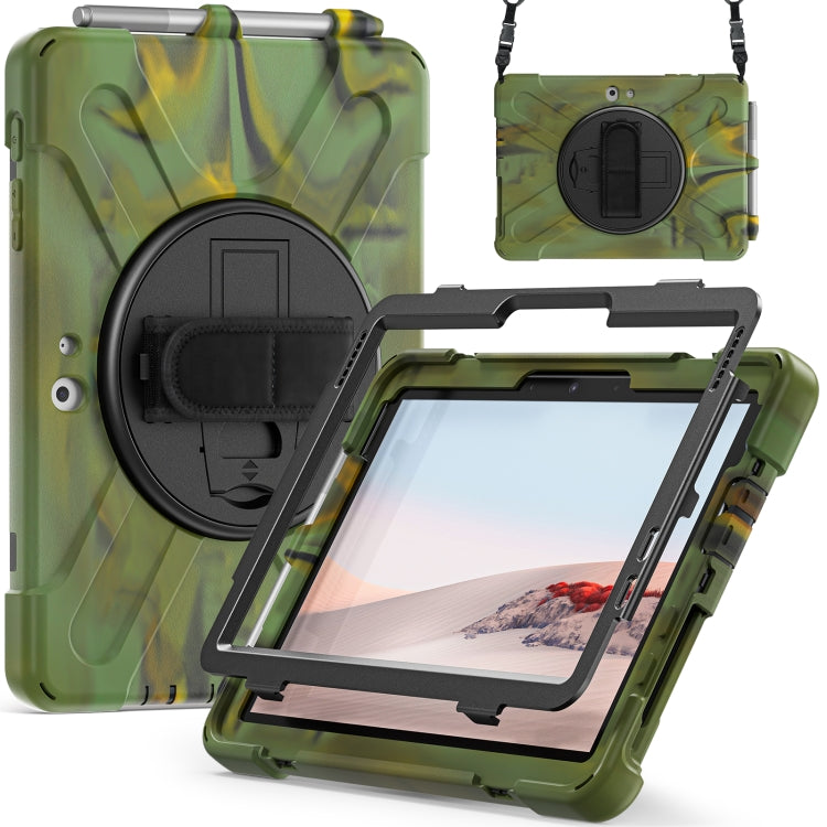 For Microsoft Surface Go 4 / 3 / 2 / 1 Shockproof Colorful Silicone + PC Protective Case with Holder & Shoulder Strap & Hand Strap & Pen Slot (CP Camouflage) - free shipping - PMC TechLife - Order now!