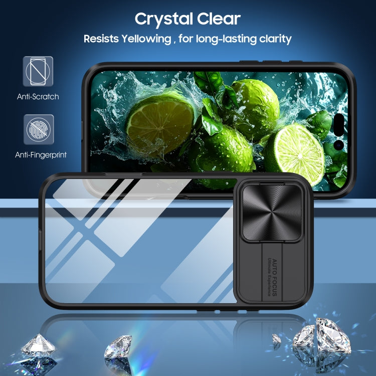 For iPhone 16 Sliding Camshield Acrylic Hybrid TPU Phone Case(Black) - iPhone 16 Cases by PMC TechLife | Online Shopping South Africa | PMC TechLife | Buy Now Pay Later Mobicred