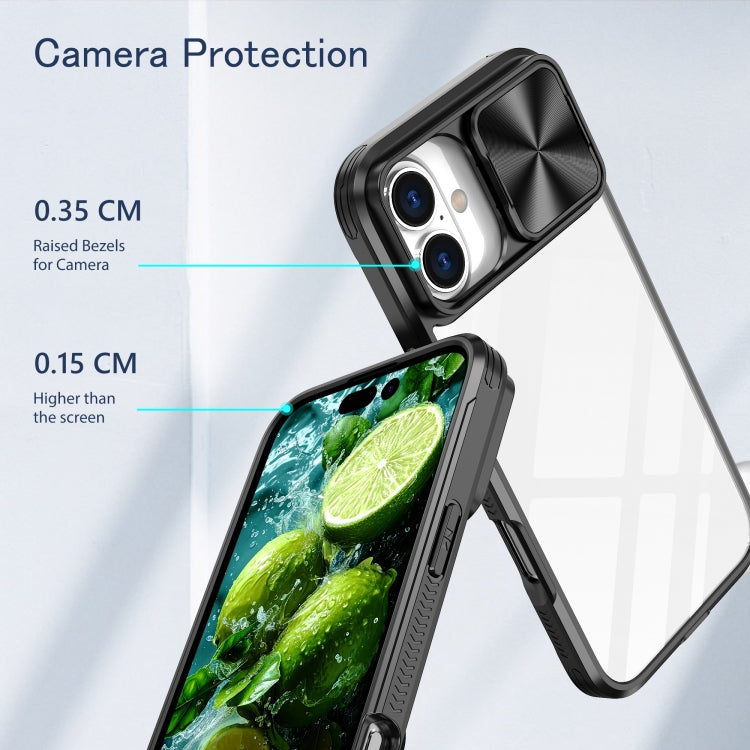 For iPhone 16 Sliding Camshield Acrylic Hybrid TPU Phone Case(Black) - iPhone 16 Cases by PMC TechLife | Online Shopping South Africa | PMC TechLife | Buy Now Pay Later Mobicred