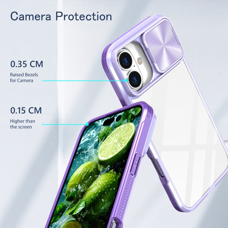 For iPhone 16 Sliding Camshield Acrylic Hybrid TPU Phone Case(Purple) - iPhone 16 Cases by PMC TechLife | Online Shopping South Africa | PMC TechLife | Buy Now Pay Later Mobicred