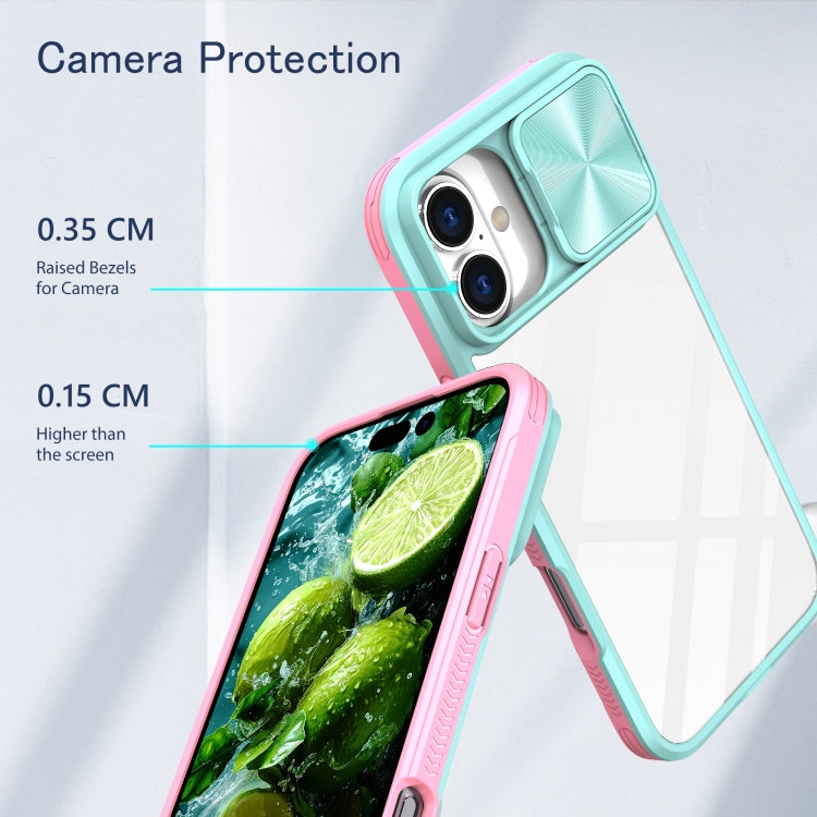 For iPhone 16 Pro Sliding Camshield Acrylic Hybrid TPU Phone Case(Blue Pink) - iPhone 16 Pro Cases by PMC TechLife | Online Shopping South Africa | PMC TechLife | Buy Now Pay Later Mobicred