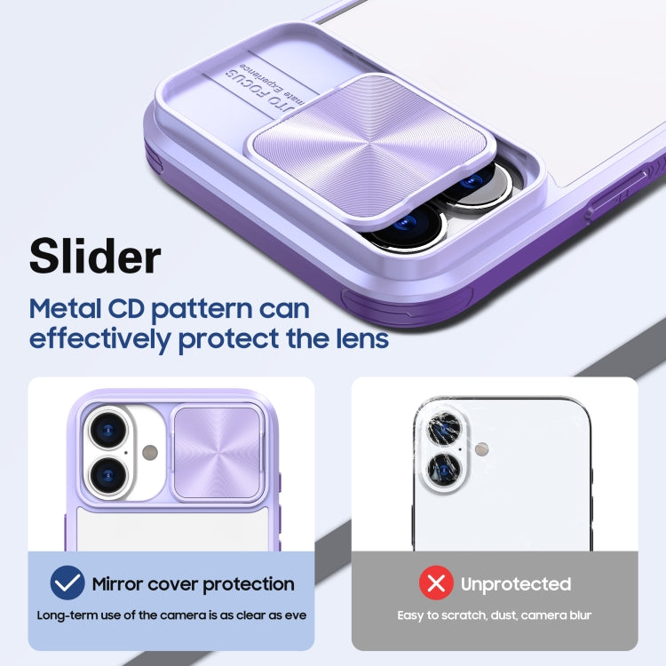For iPhone 16 Pro Sliding Camshield Acrylic Hybrid TPU Phone Case(Purple) - free shipping - PMC TechLife - Order now!