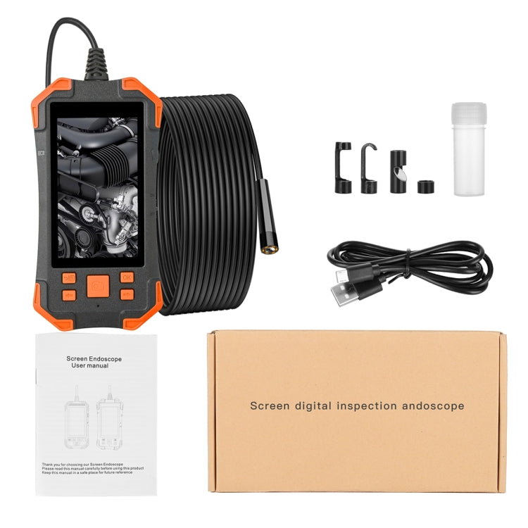 T20 4.3 inch IPS Screen 3.9mm Single Camera IP67 Waterproof Hard Cable Digital Endoscope, Length:5m(Black Orange) - free shipping - PMC TechLife - Order now!