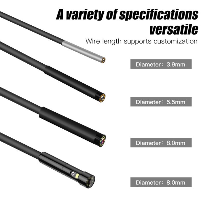 T20 4.3 inch IPS Screen 7.9mm Triple Camera IP67 Waterproof Hard Cable Digital Endoscope, Length:2m(Black Orange) -  by PMC TechLife | Online Shopping South Africa | PMC TechLife | Buy Now Pay Later Mobicred