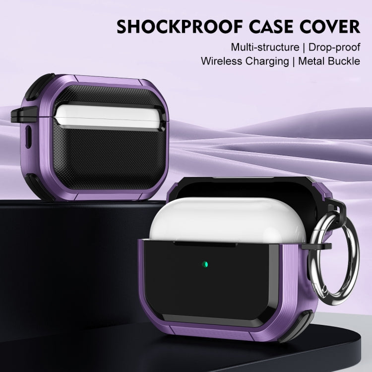 For AirPods Pro / Pro 2 Armor TPU + PC Earbuds Box Protective Case with Metal Buckle(Lavender) - For AirPods Pro 2 by PMC Jewellery | Online Shopping South Africa | PMC Jewellery | Buy Now Pay Later Mobicred