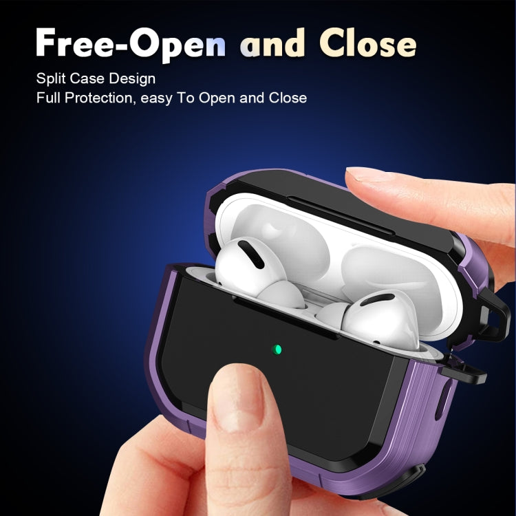 For AirPods Pro / Pro 2 Armor TPU + PC Earbuds Box Protective Case with Metal Buckle(Gold) - For AirPods Pro 2 by PMC Jewellery | Online Shopping South Africa | PMC Jewellery | Buy Now Pay Later Mobicred
