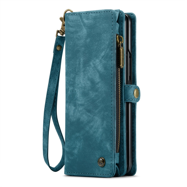 For Samsung Galaxy Z Fold6 5G CaseMe 008 Multifunctional Zipper Wallet Leather Phone Case with Lanyard(Blue) - Galaxy Z Fold6 5G Cases by CaseMe | Online Shopping South Africa | PMC Jewellery | Buy Now Pay Later Mobicred