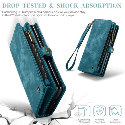 For Samsung Galaxy Z Fold6 5G CaseMe 008 Multifunctional Zipper Wallet Leather Phone Case with Lanyard(Blue) - Galaxy Z Fold6 5G Cases by CaseMe | Online Shopping South Africa | PMC Jewellery | Buy Now Pay Later Mobicred