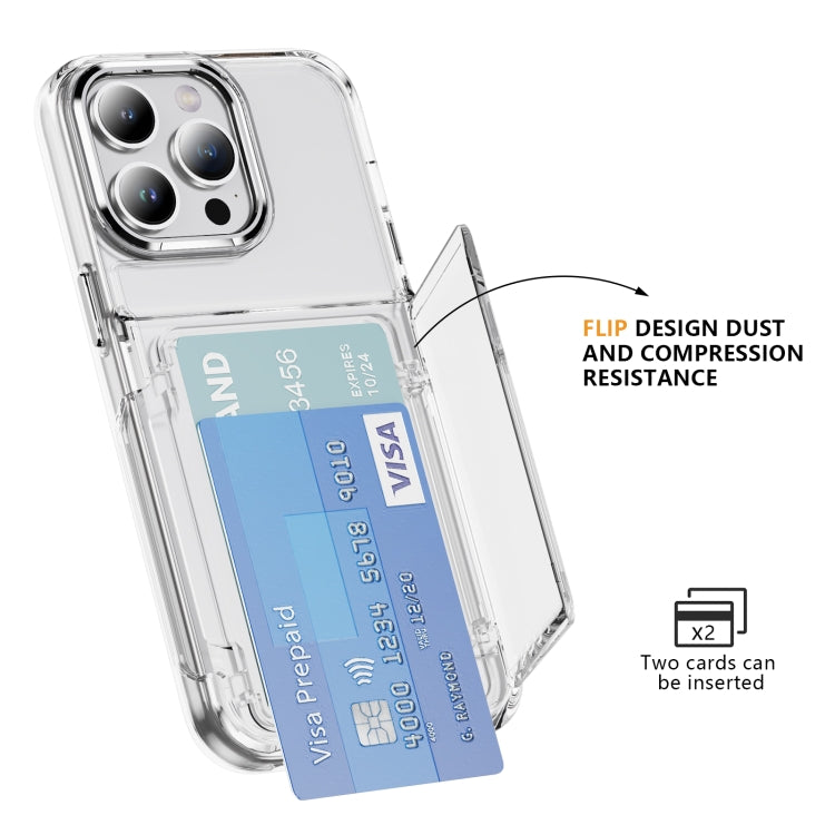 For iPhone 16 Plus Card Holder Acrylic Hybrid TPU Phone Case(Transparent) - iPhone 16 Plus Cases by PMC TechLife | Online Shopping South Africa | PMC TechLife | Buy Now Pay Later Mobicred