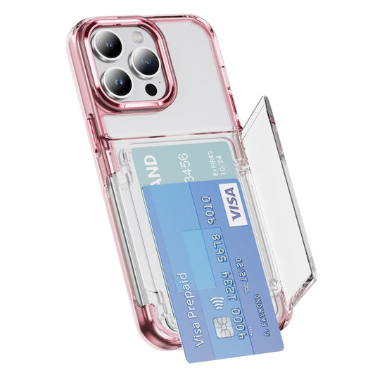 For iPhone 16 Pro Max Card Holder Acrylic Hybrid TPU Phone Case(Transparent Pink) - iPhone 16 Pro Max Cases by PMC Jewellery | Online Shopping South Africa | PMC Jewellery | Buy Now Pay Later Mobicred