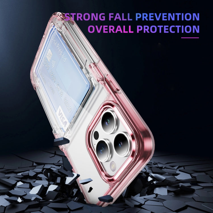 For iPhone 16 Pro Max Card Holder Acrylic Hybrid TPU Phone Case(Transparent Pink) - iPhone 16 Pro Max Cases by PMC Jewellery | Online Shopping South Africa | PMC Jewellery | Buy Now Pay Later Mobicred