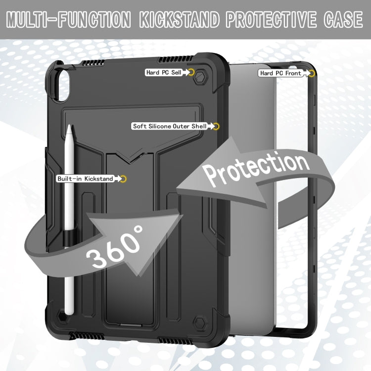 For iPad Air 11 2024 T Holder Robot Silicone Hybrid PC Tablet Case(Black) - iPad Air 11 2024 Cases by PMC TechLife | Online Shopping South Africa | PMC TechLife | Buy Now Pay Later Mobicred