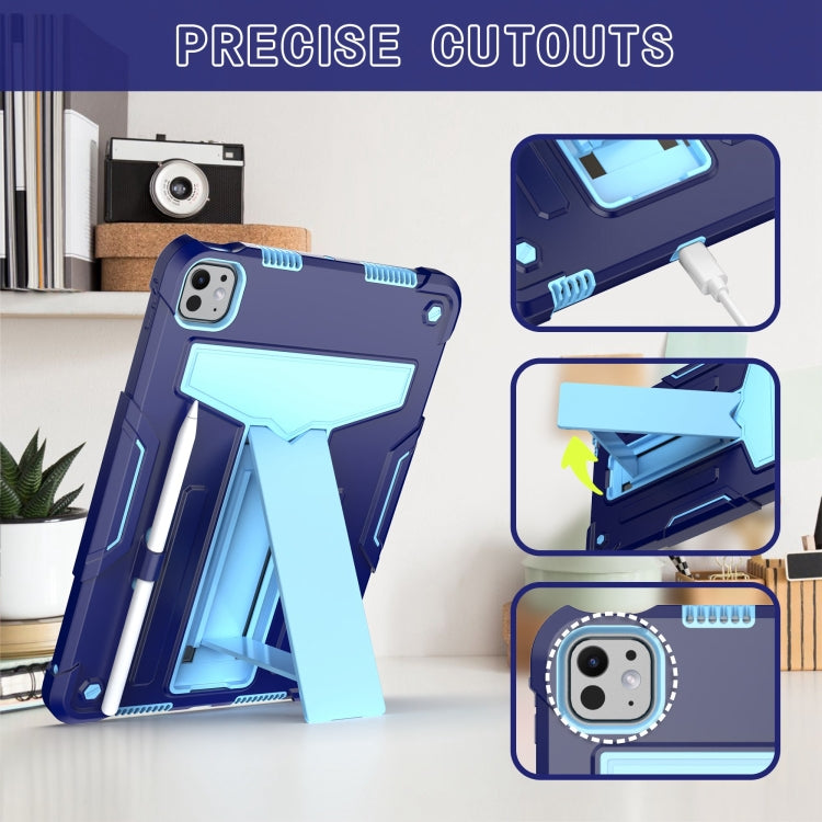 For iPad Pro 11 2024 T Holder Robot Silicone Hybrid PC Tablet Case(Navy Blue Blue) - iPad Pro 11 2024 Cases by PMC TechLife | Online Shopping South Africa | PMC TechLife | Buy Now Pay Later Mobicred