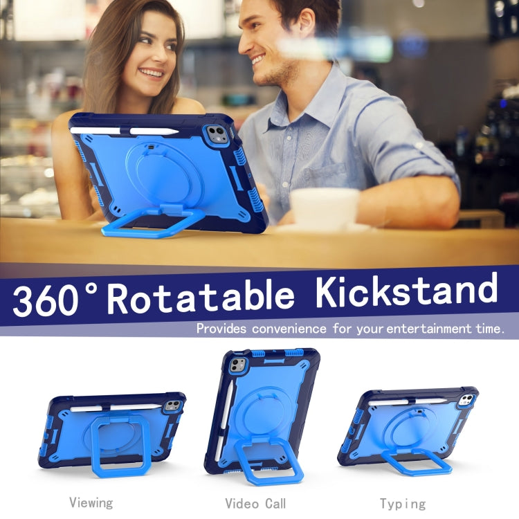 For iPad Pro 11 2024 Handle Grip Holder Silicone Hybrid PC Tablet Case with Strap(Navy Blue Blue) - iPad Pro 11 2024 Cases by PMC Jewellery | Online Shopping South Africa | PMC Jewellery | Buy Now Pay Later Mobicred