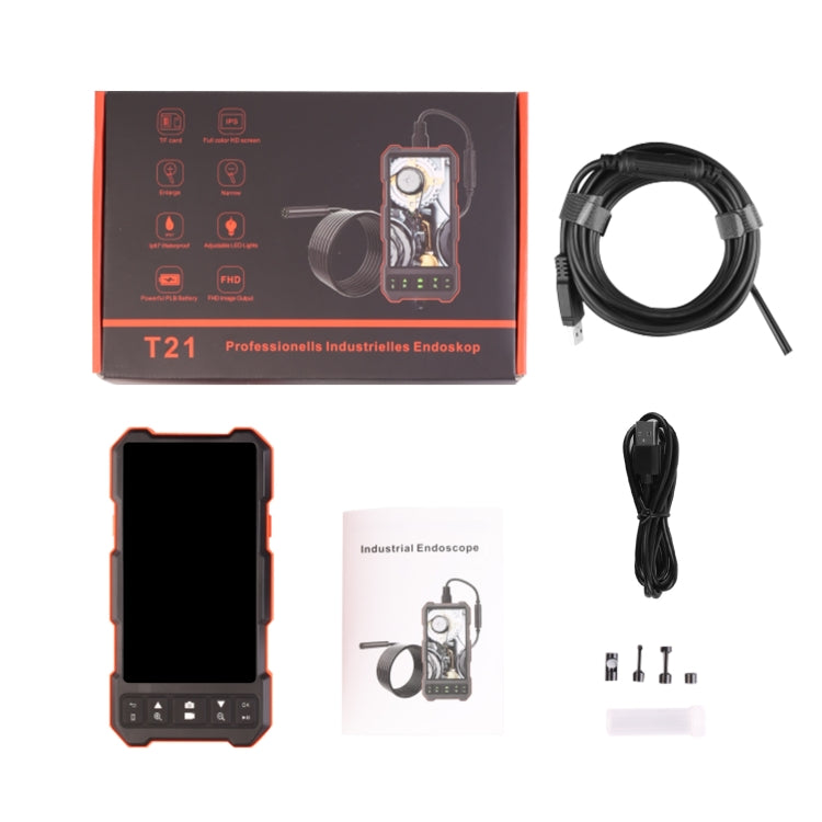 T21 4.5 inch IPS Color Screen 5.5mm Single Camera Split Hard Cable Industrial Endoscope, Length:5m(Black Red) -  by PMC TechLife | Online Shopping South Africa | PMC TechLife | Buy Now Pay Later Mobicred