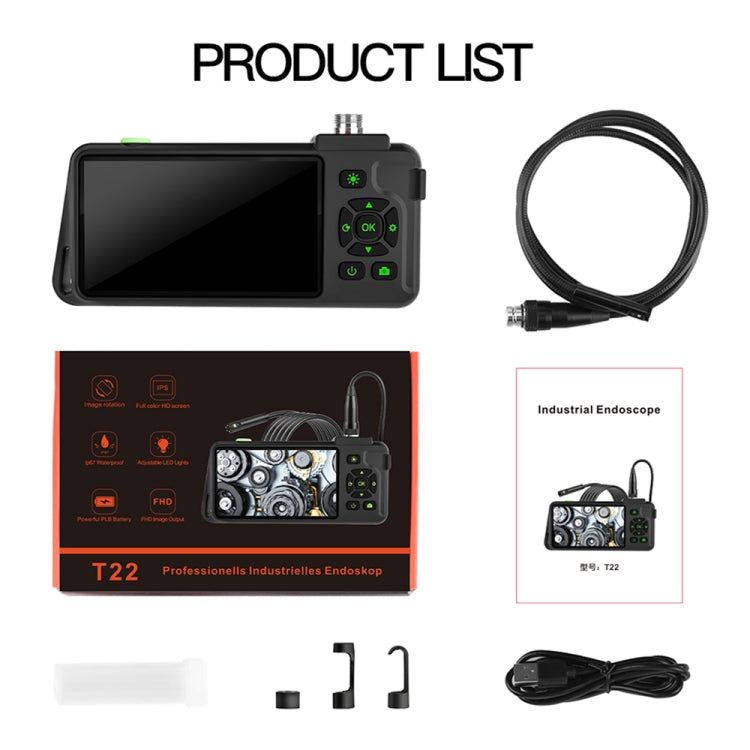 T22 4.5 inch IPS Color Screen 8mm Single Camera Hard Cable Industrial Endoscope, Length:5m(Black Orange) -  by PMC TechLife | Online Shopping South Africa | PMC TechLife | Buy Now Pay Later Mobicred