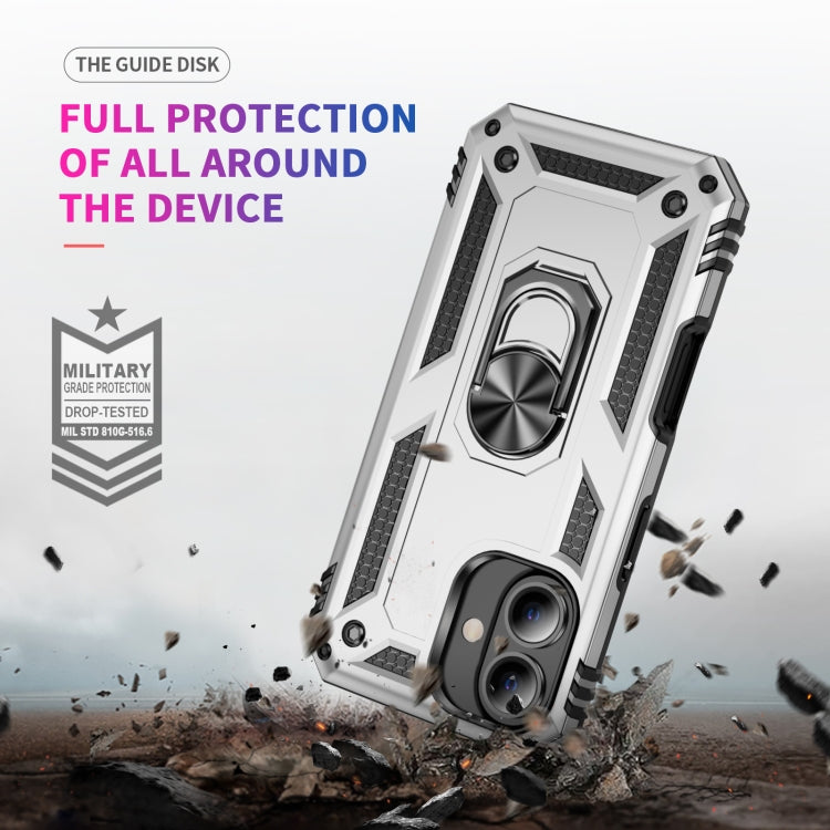 For iPhone 16 Shockproof TPU Hybrid PC Phone Case with Holder(Silver) - iPhone 16 Cases by PMC Jewellery | Online Shopping South Africa | PMC Jewellery | Buy Now Pay Later Mobicred