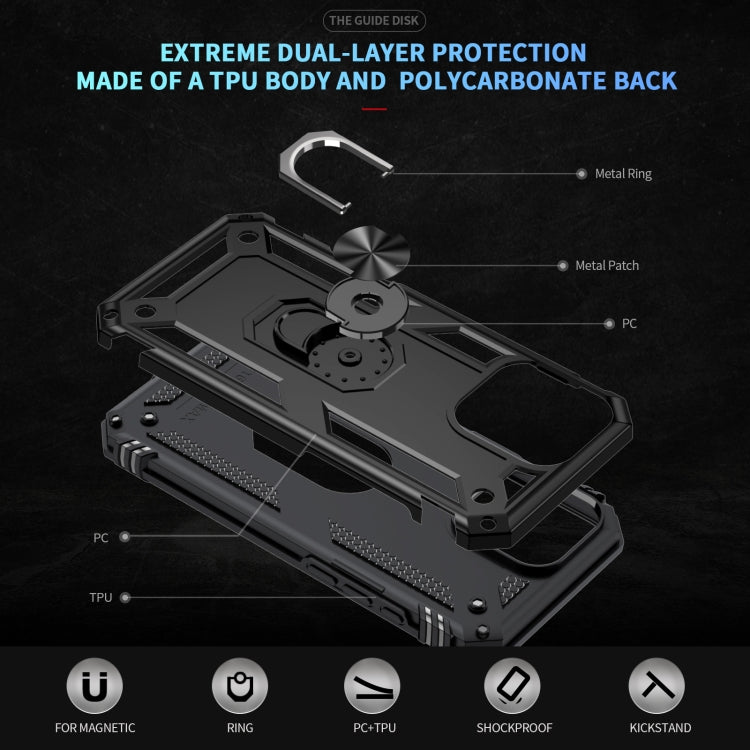 For iPhone 16 Pro Max Shockproof TPU Hybrid PC Phone Case with Holder(Black) - iPhone 16 Pro Max Cases by PMC TechLife | Online Shopping South Africa | PMC TechLife | Buy Now Pay Later Mobicred
