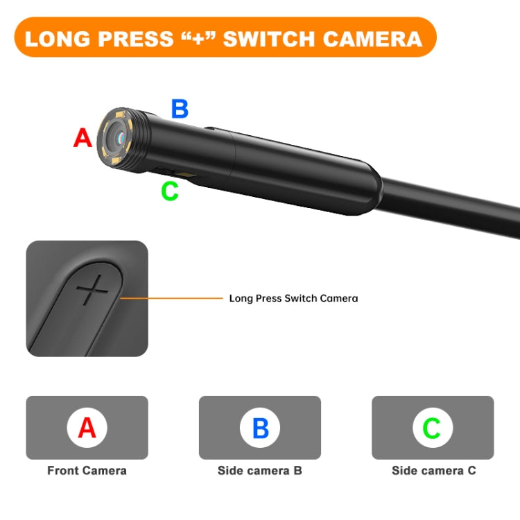 Y15 7.9mm Triple Camera WiFi Connected Hard Cable HD Industrial Endoscope, Length:5m(Black) -  by PMC TechLife | Online Shopping South Africa | PMC TechLife | Buy Now Pay Later Mobicred