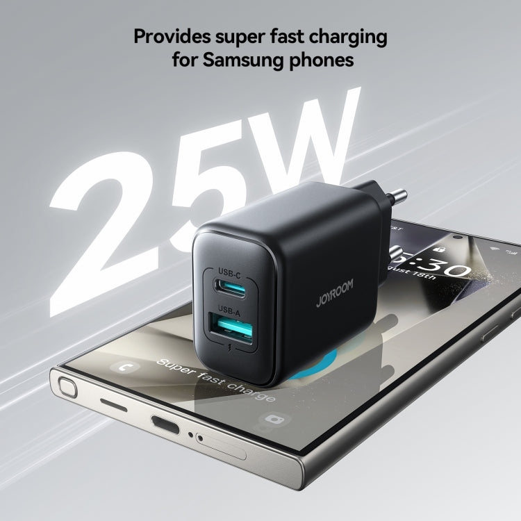 JOYROOM JR-TCF13 25W Dual Ports USB + Type-C Charger, Plug:EU Plug(Black) - free shipping - PMC Jewellery - Order now!