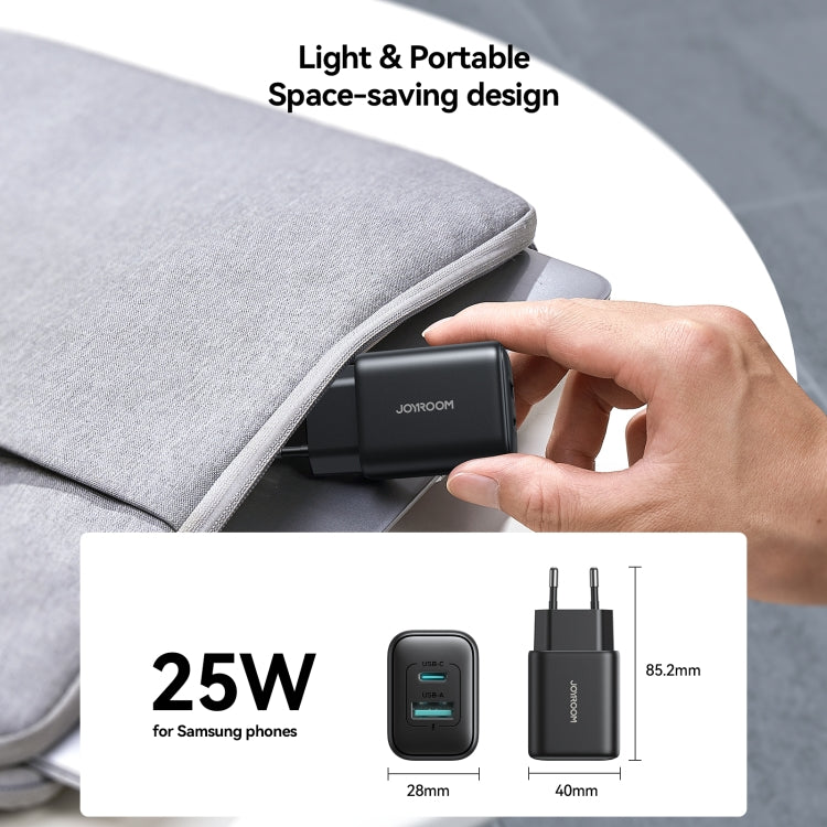 JOYROOM JR-TCF13 25W Dual Ports USB + Type-C Charger, Plug:EU Plug(Black) - free shipping - PMC Jewellery - Order now!