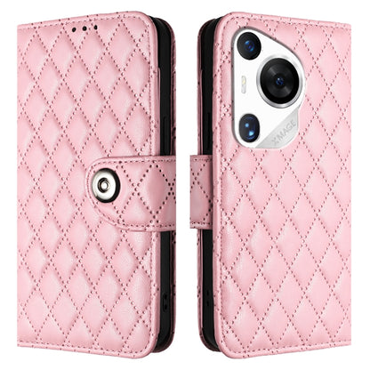 For Huawei Pura 70 Pro Rhombic Texture Flip Leather Phone Case with Lanyard(Pink) - Huawei Cases by PMC Jewellery | Online Shopping South Africa | PMC Jewellery | Buy Now Pay Later Mobicred