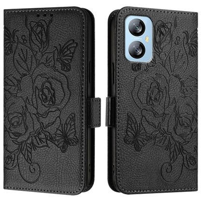 For Blackview A52 Embossed Rose RFID Anti-theft Leather Phone Case(Black) - More Brand by PMC Jewellery | Online Shopping South Africa | PMC Jewellery | Buy Now Pay Later Mobicred