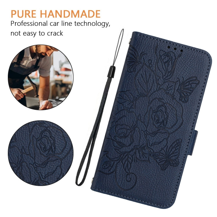 For Blackview Shark 8 Embossed Rose RFID Anti-theft Leather Phone Case(Dark Blue) - More Brand by PMC Jewellery | Online Shopping South Africa | PMC Jewellery | Buy Now Pay Later Mobicred