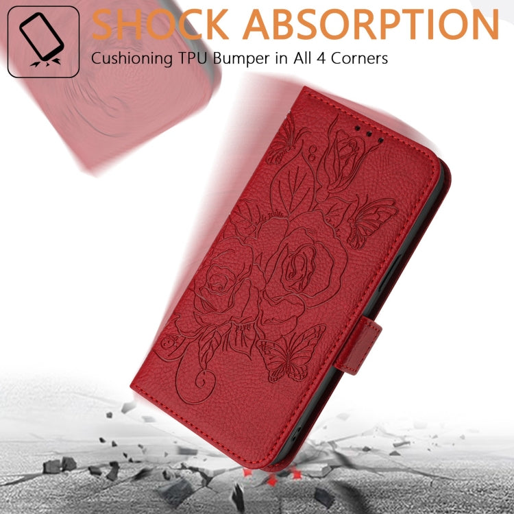 For Ulefone Note 14 Embossed Rose RFID Anti-theft Leather Phone Case(Red) - Ulefone Cases by PMC Jewellery | Online Shopping South Africa | PMC Jewellery | Buy Now Pay Later Mobicred